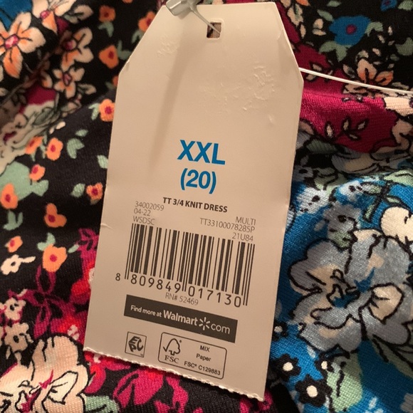 NWT Time and Tru beautiful multi color dress with pockets XXL(20) or XXXL(22) - Picture 13 of 14